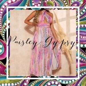 ANIMAL PRINT BOHO TIE DYE MAXI DRESS